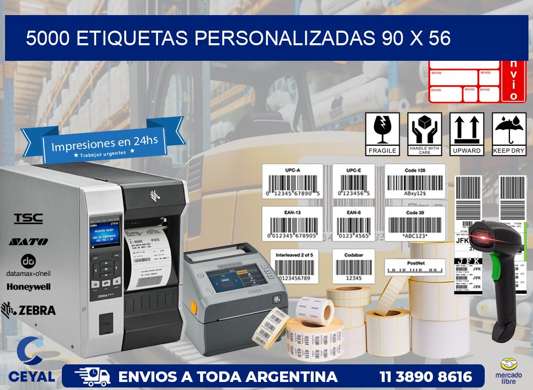 5000 ETIQUETAS PERSONALIZADAS 90 x 56