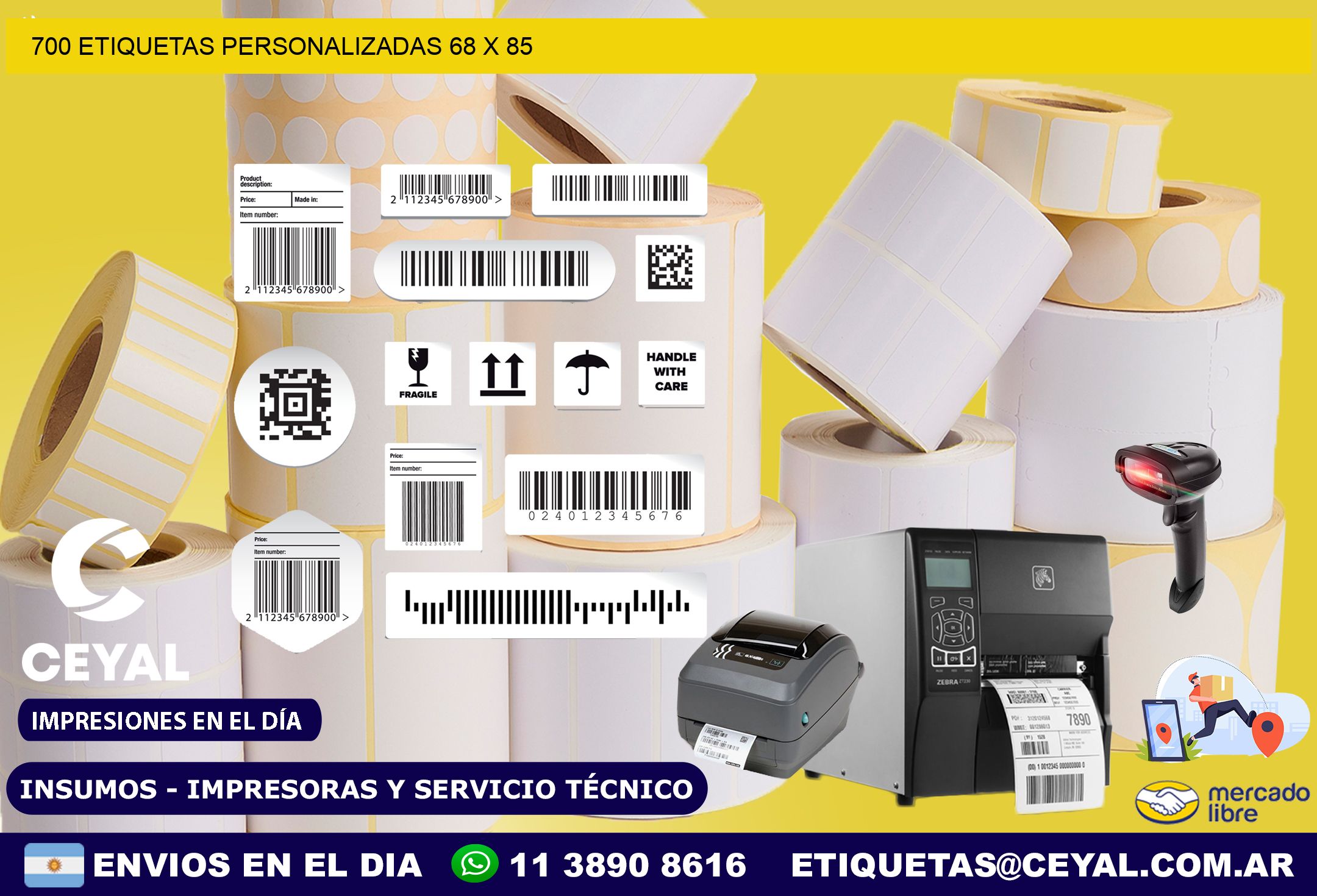 700 ETIQUETAS PERSONALIZADAS 68 x 85