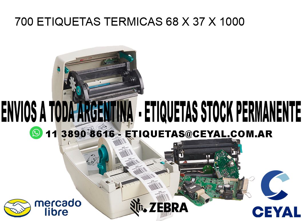 700 ETIQUETAS TERMICAS 68 x 37 x 1000