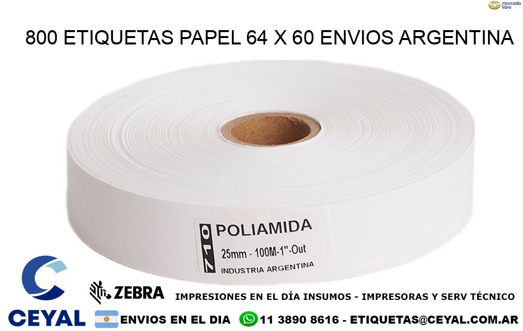 800 ETIQUETAS PAPEL 64 x 60 ENVIOS ARGENTINA