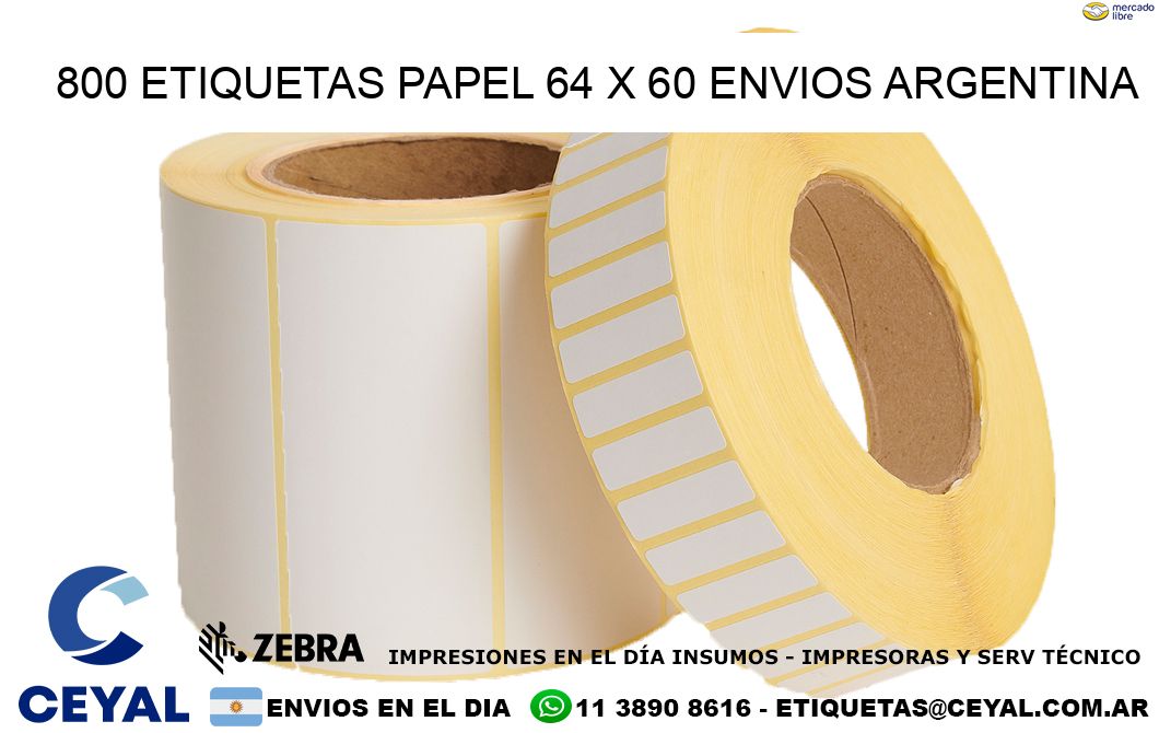 800 ETIQUETAS PAPEL 64 x 60 ENVIOS ARGENTINA