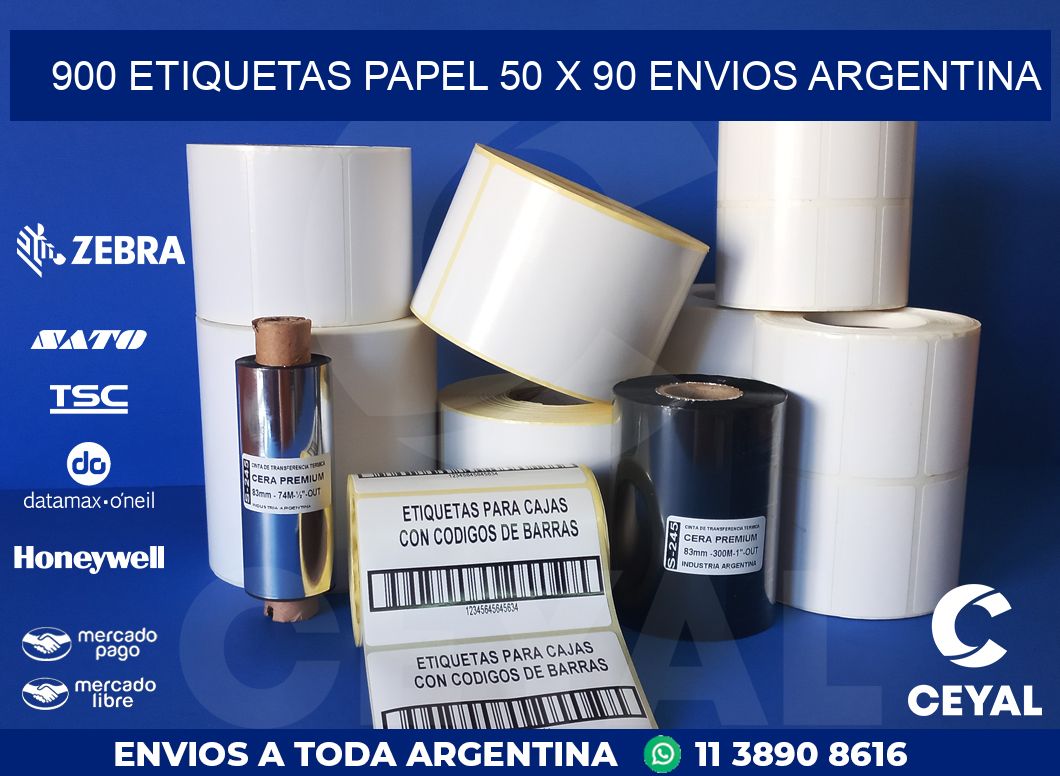 900 ETIQUETAS PAPEL 50 x 90 ENVIOS ARGENTINA