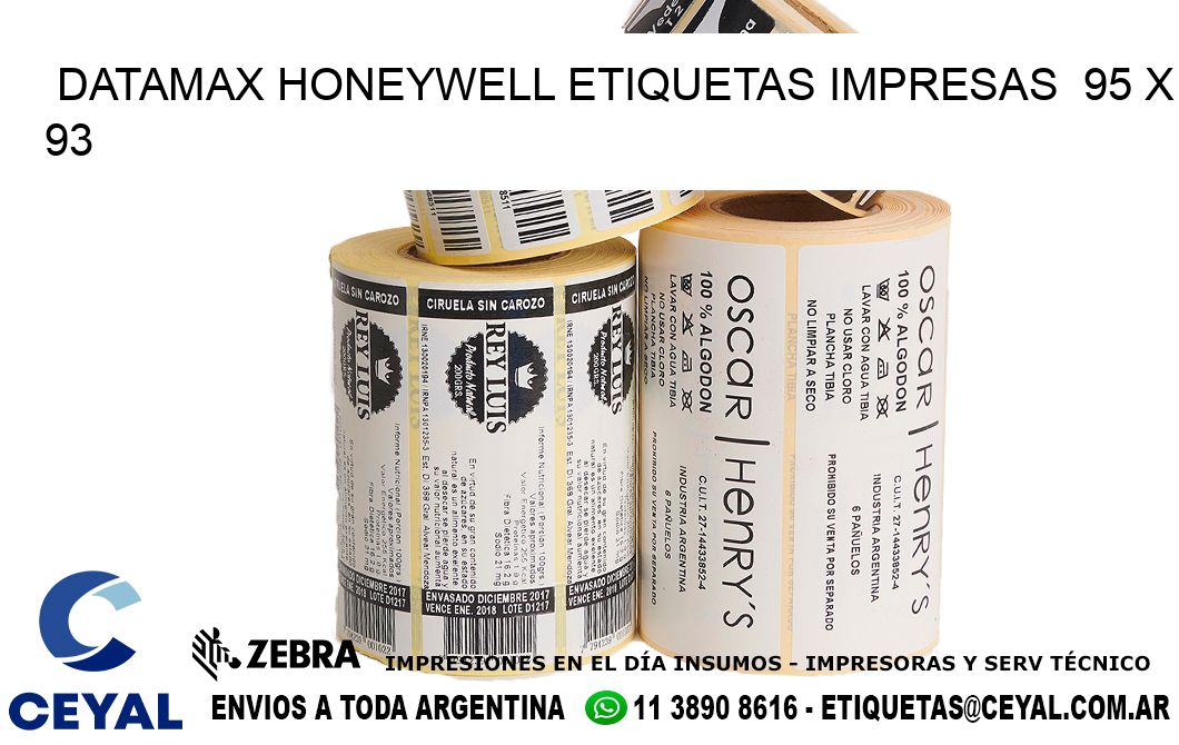 DATAMAX HONEYWELL ETIQUETAS IMPRESAS  95 x 93