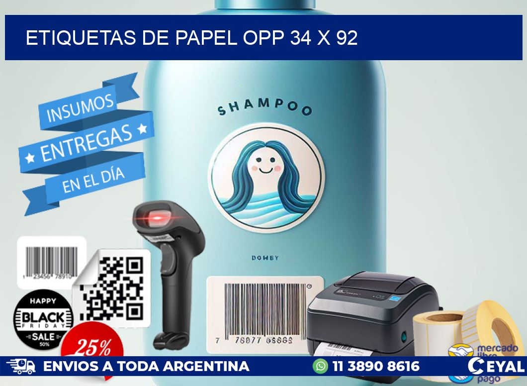 ETIQUETAS DE PAPEL OPP 34 x 92