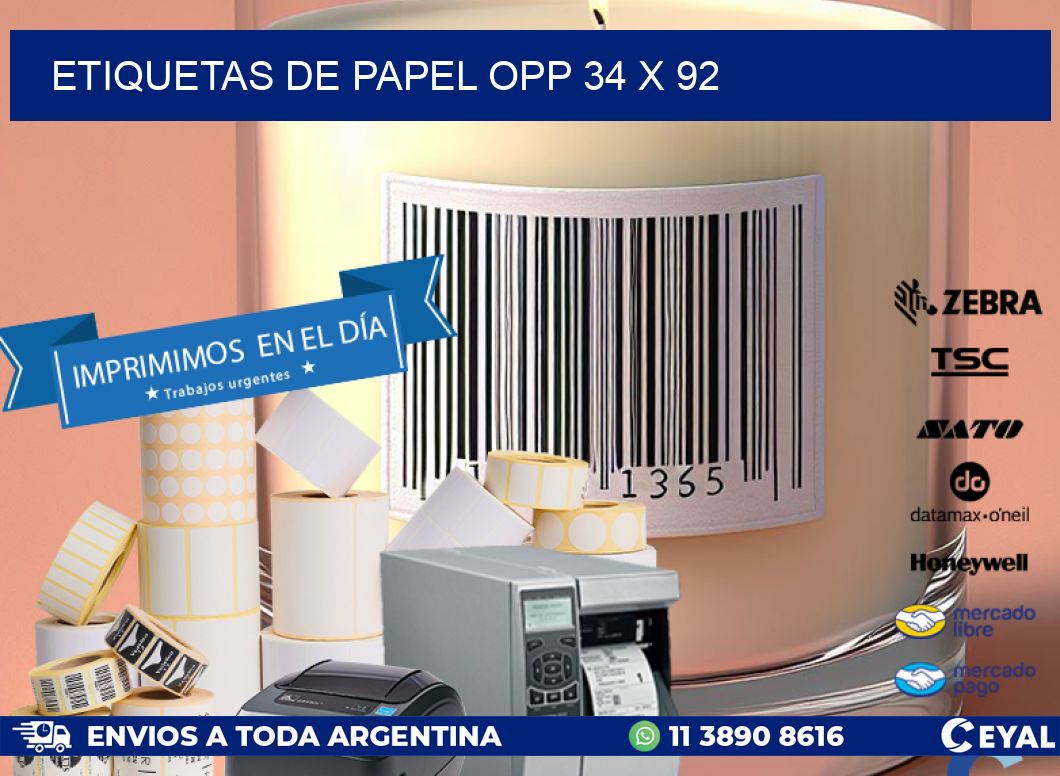 ETIQUETAS DE PAPEL OPP 34 x 92