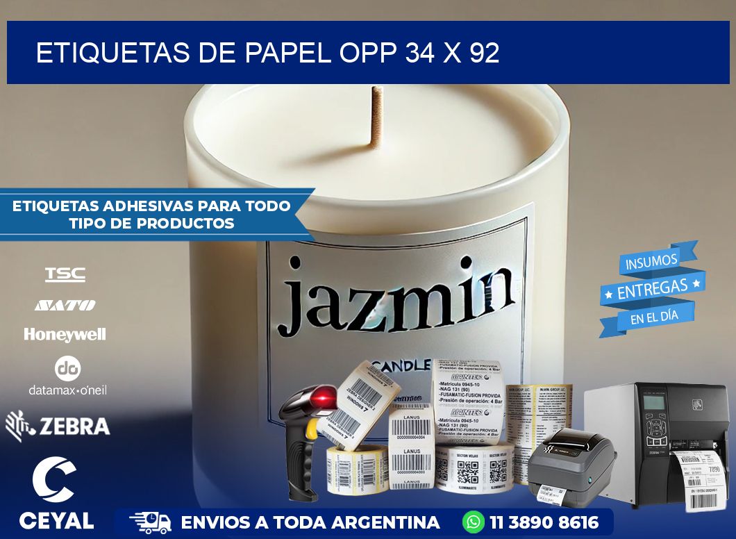 ETIQUETAS DE PAPEL OPP 34 x 92