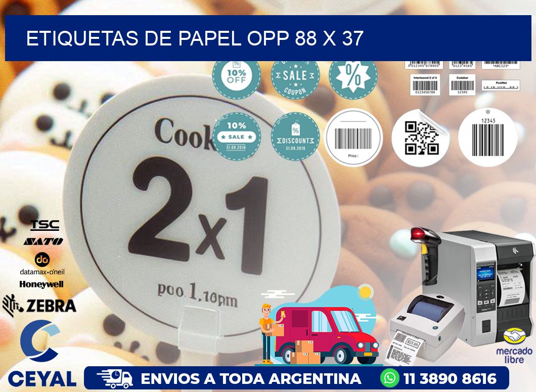 ETIQUETAS DE PAPEL OPP 88 x 37