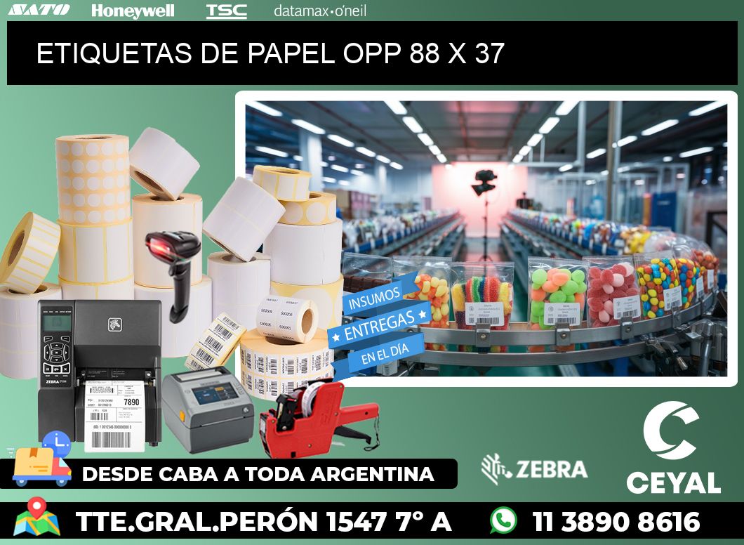 ETIQUETAS DE PAPEL OPP 88 x 37