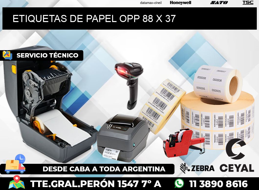 ETIQUETAS DE PAPEL OPP 88 x 37