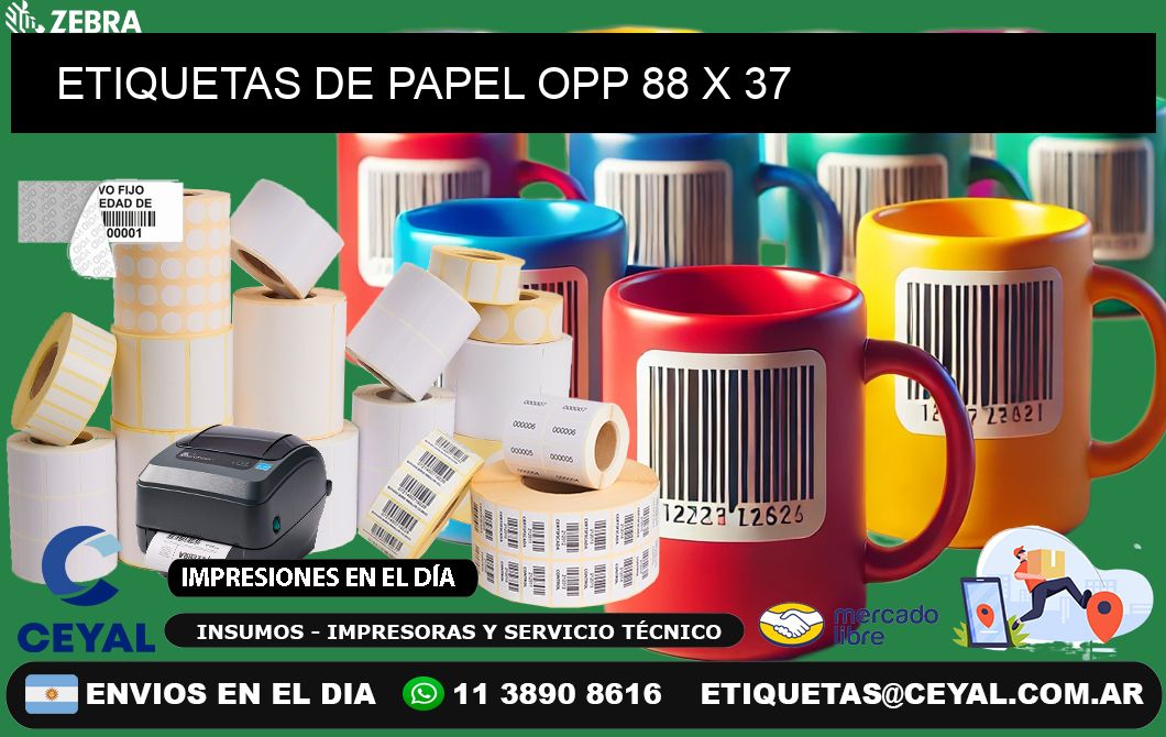 ETIQUETAS DE PAPEL OPP 88 x 37