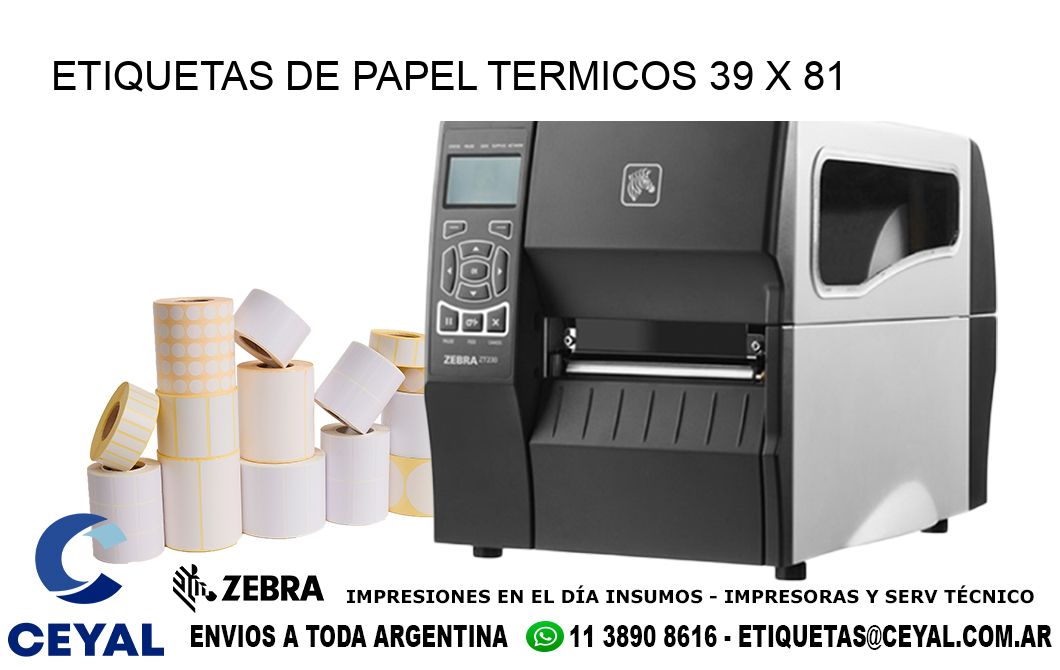 ETIQUETAS DE PAPEL TERMICOS 39 x 81