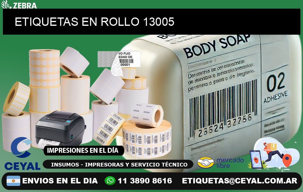 ETIQUETAS EN ROLLO 13005