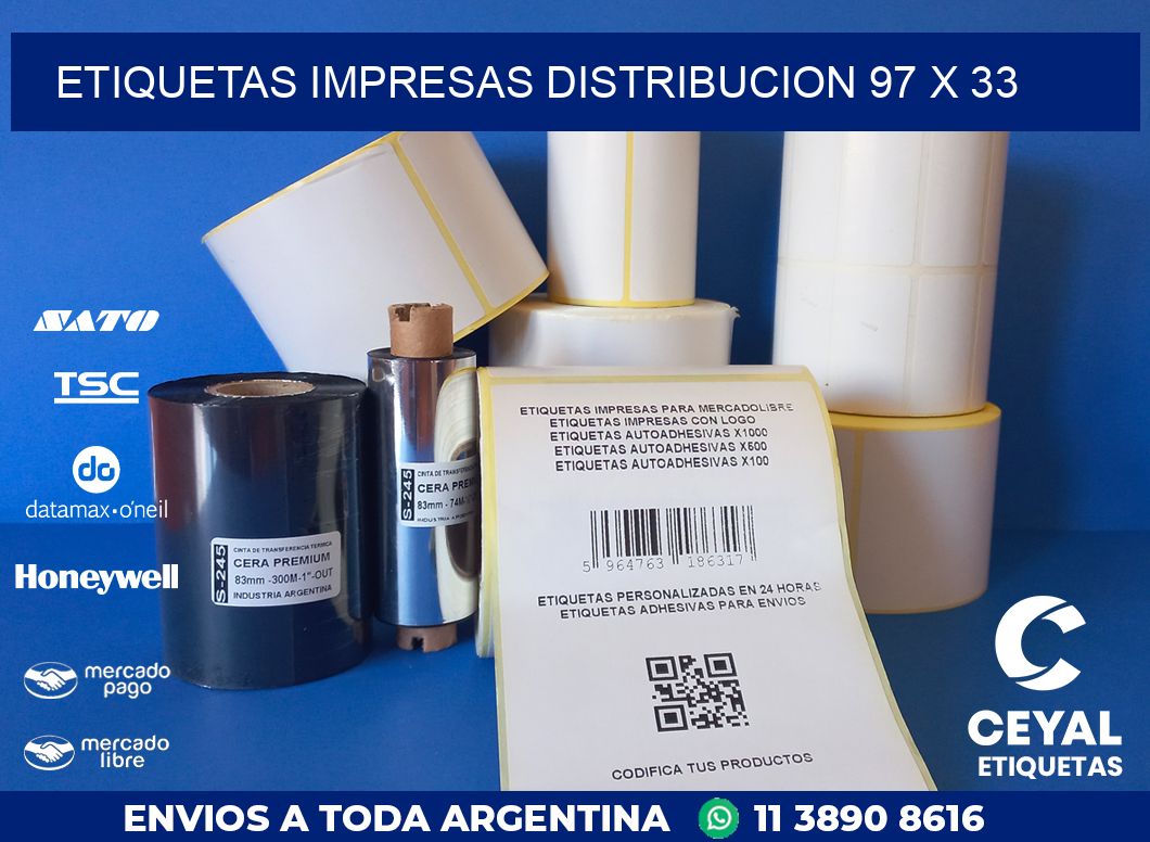 ETIQUETAS IMPRESAS DISTRIBUCION 97 x 33