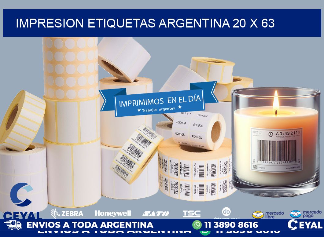 IMPRESION ETIQUETAS ARGENTINA 20 x 63