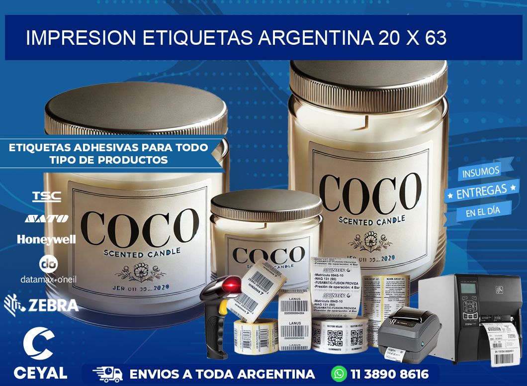 IMPRESION ETIQUETAS ARGENTINA 20 x 63