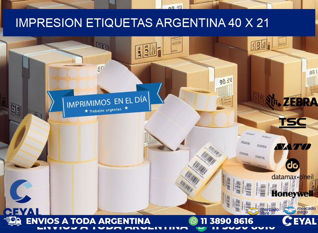 IMPRESION ETIQUETAS ARGENTINA 40 x 21