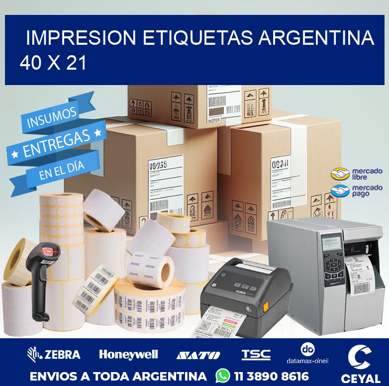 IMPRESION ETIQUETAS ARGENTINA 40 x 21