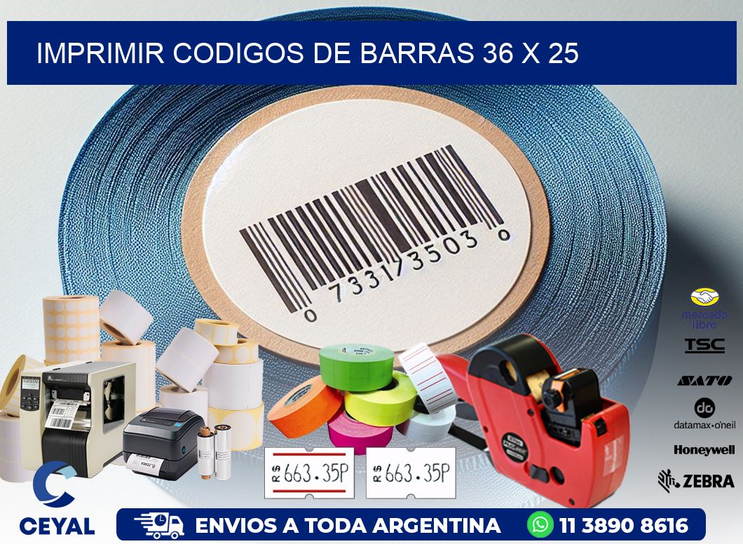 IMPRIMIR CODIGOS DE BARRAS 36 x 25