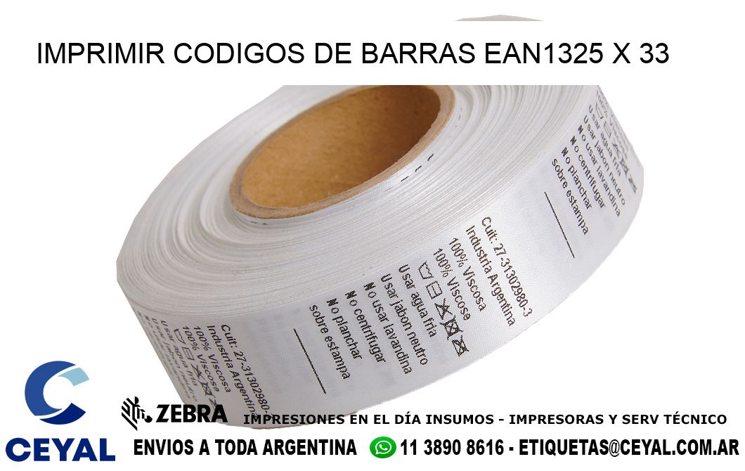 IMPRIMIR CODIGOS DE BARRAS EAN1325 x 33