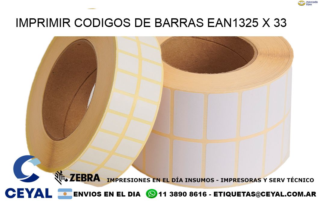 IMPRIMIR CODIGOS DE BARRAS EAN1325 x 33