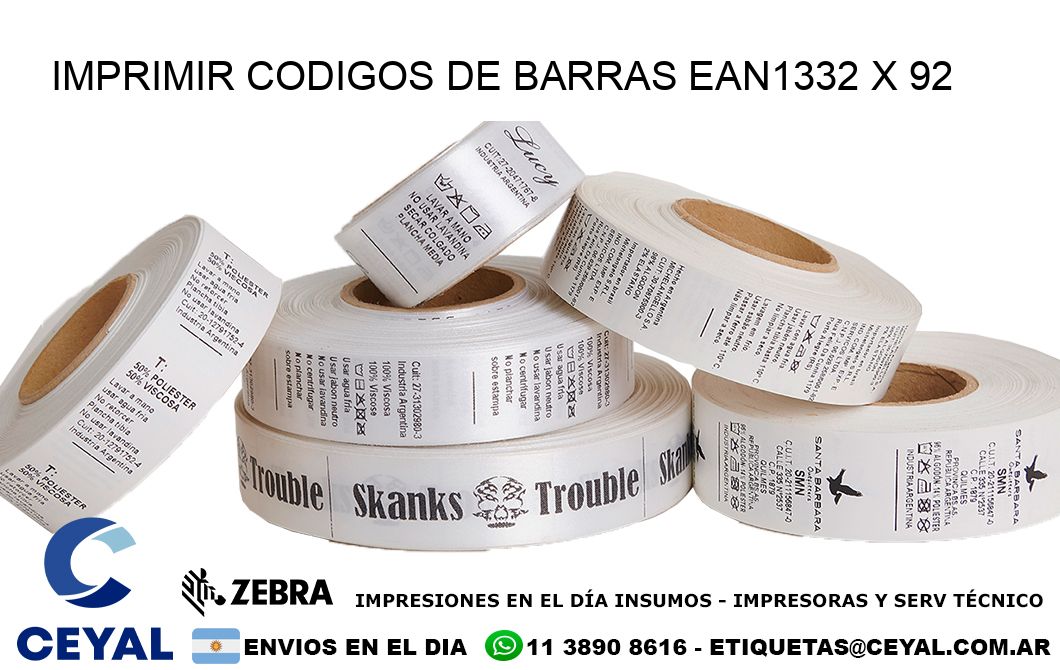 IMPRIMIR CODIGOS DE BARRAS EAN1332 x 92