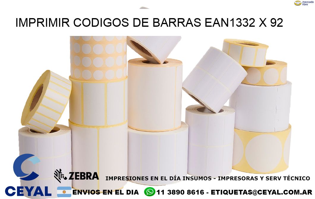 IMPRIMIR CODIGOS DE BARRAS EAN1332 x 92