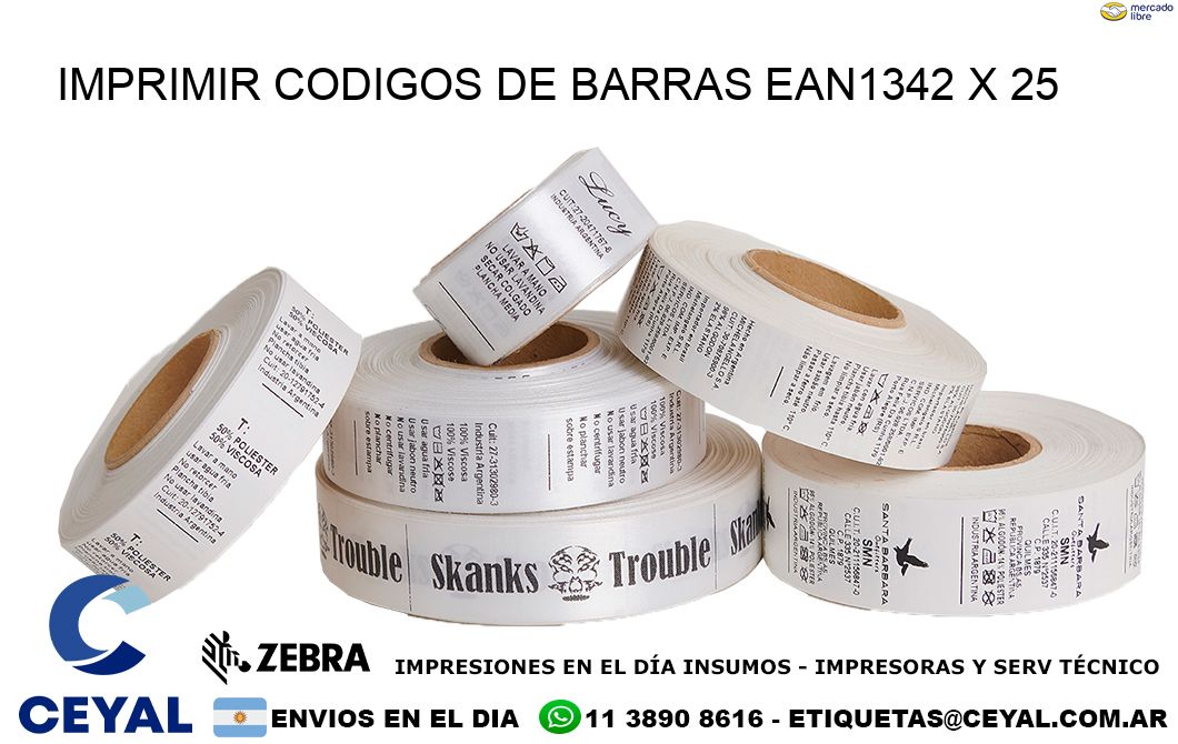 IMPRIMIR CODIGOS DE BARRAS EAN1342 x 25