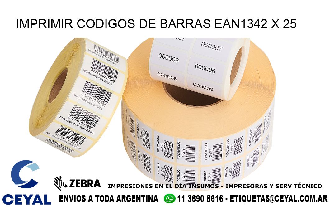 IMPRIMIR CODIGOS DE BARRAS EAN1342 x 25