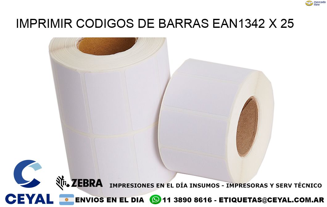 IMPRIMIR CODIGOS DE BARRAS EAN1342 x 25