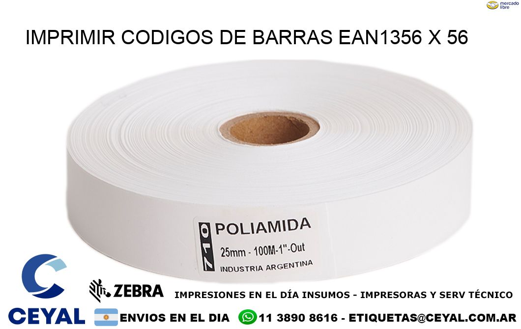 IMPRIMIR CODIGOS DE BARRAS EAN1356 x 56