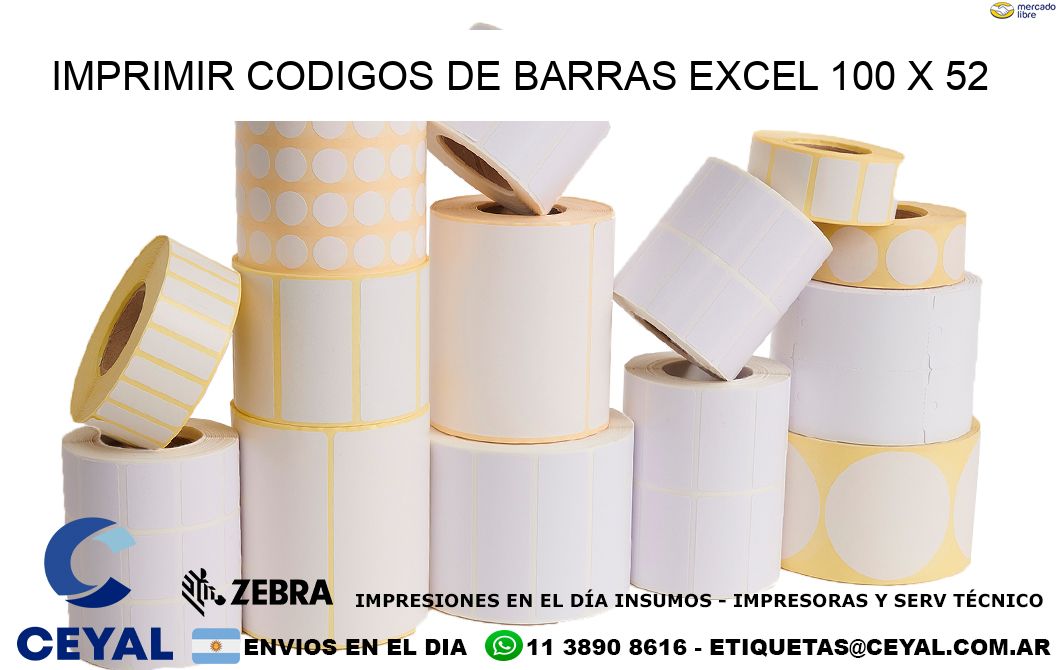 IMPRIMIR CODIGOS DE BARRAS EXCEL 100 x 52
