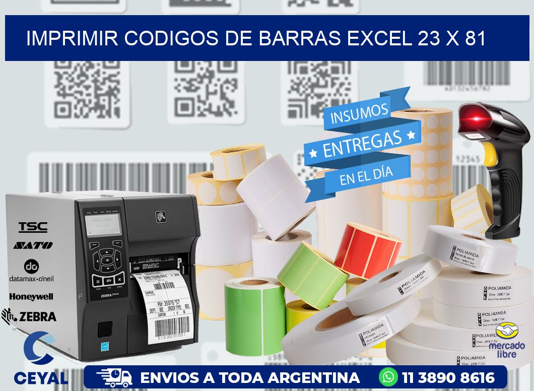 IMPRIMIR CODIGOS DE BARRAS EXCEL 23 x 81