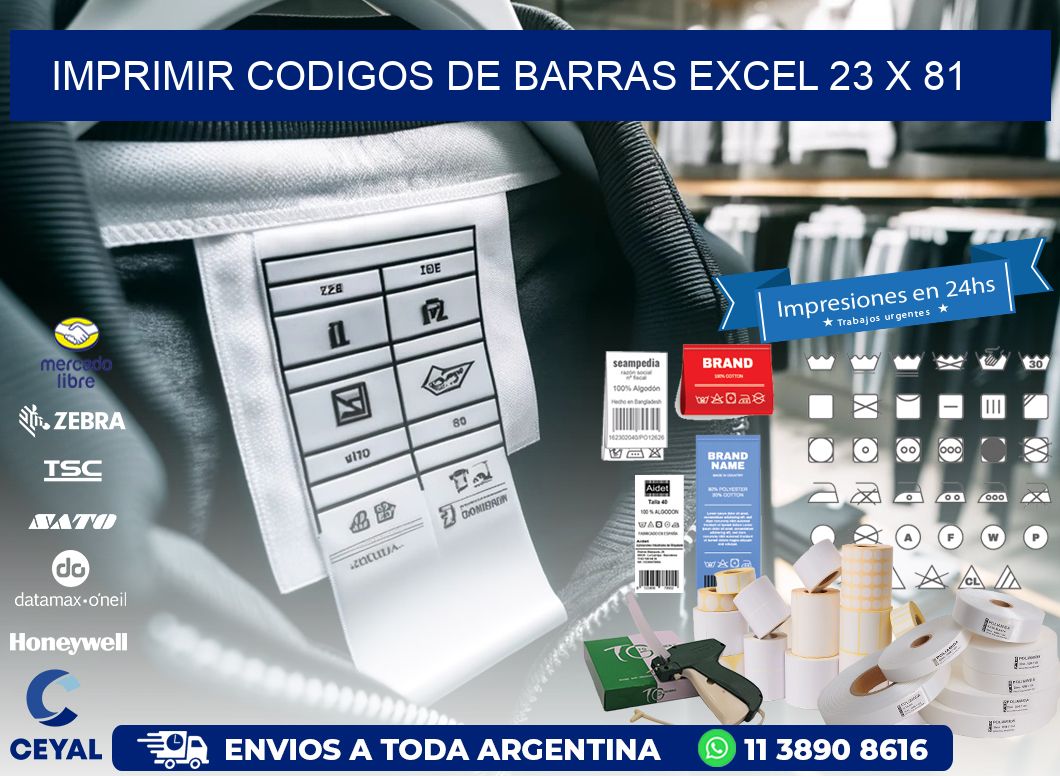 IMPRIMIR CODIGOS DE BARRAS EXCEL 23 x 81