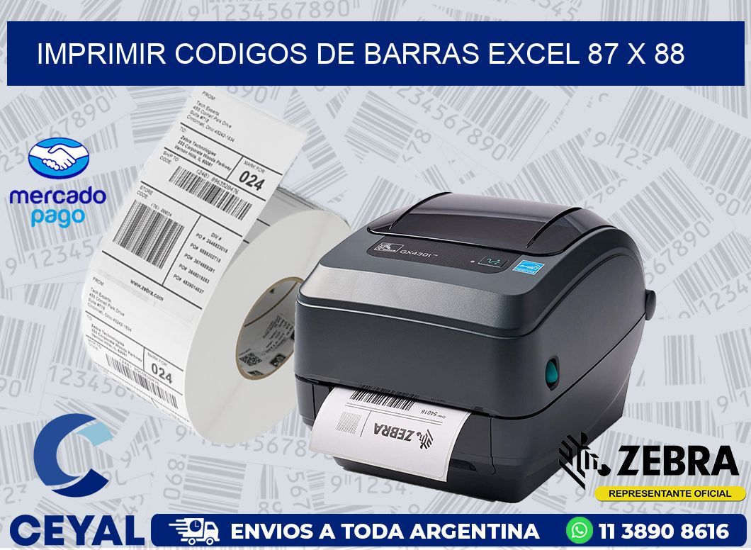 IMPRIMIR CODIGOS DE BARRAS EXCEL 87 x 88
