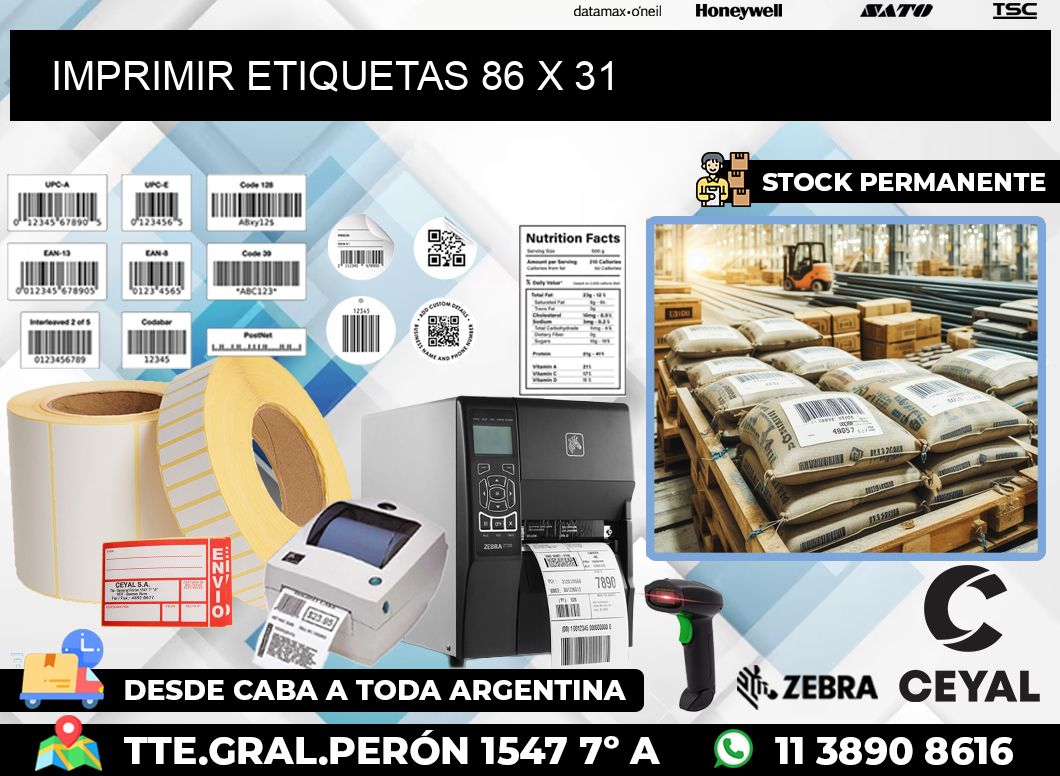 IMPRIMIR ETIQUETAS 86 x 31