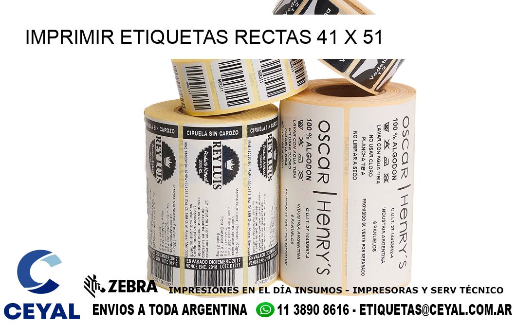 IMPRIMIR ETIQUETAS RECTAS 41 x 51