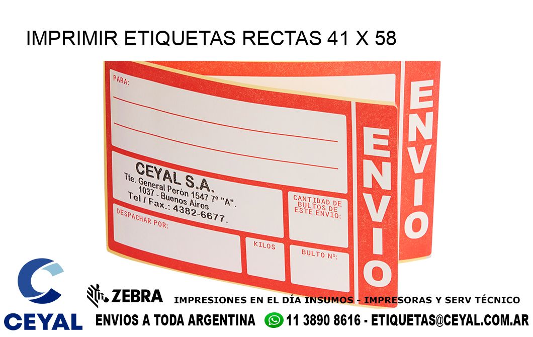 IMPRIMIR ETIQUETAS RECTAS 41 x 58