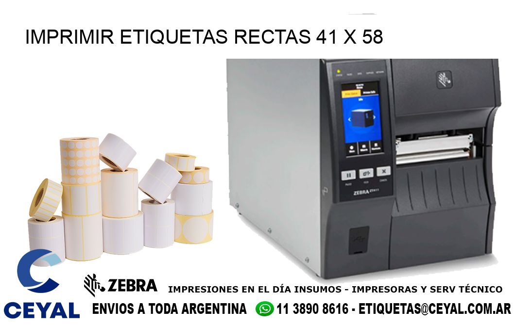 IMPRIMIR ETIQUETAS RECTAS 41 x 58