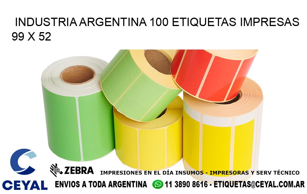 INDUSTRIA ARGENTINA 100 ETIQUETAS IMPRESAS  99 x 52