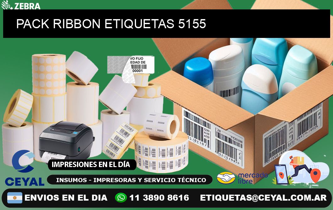 PACK RIBBON ETIQUETAS 5155