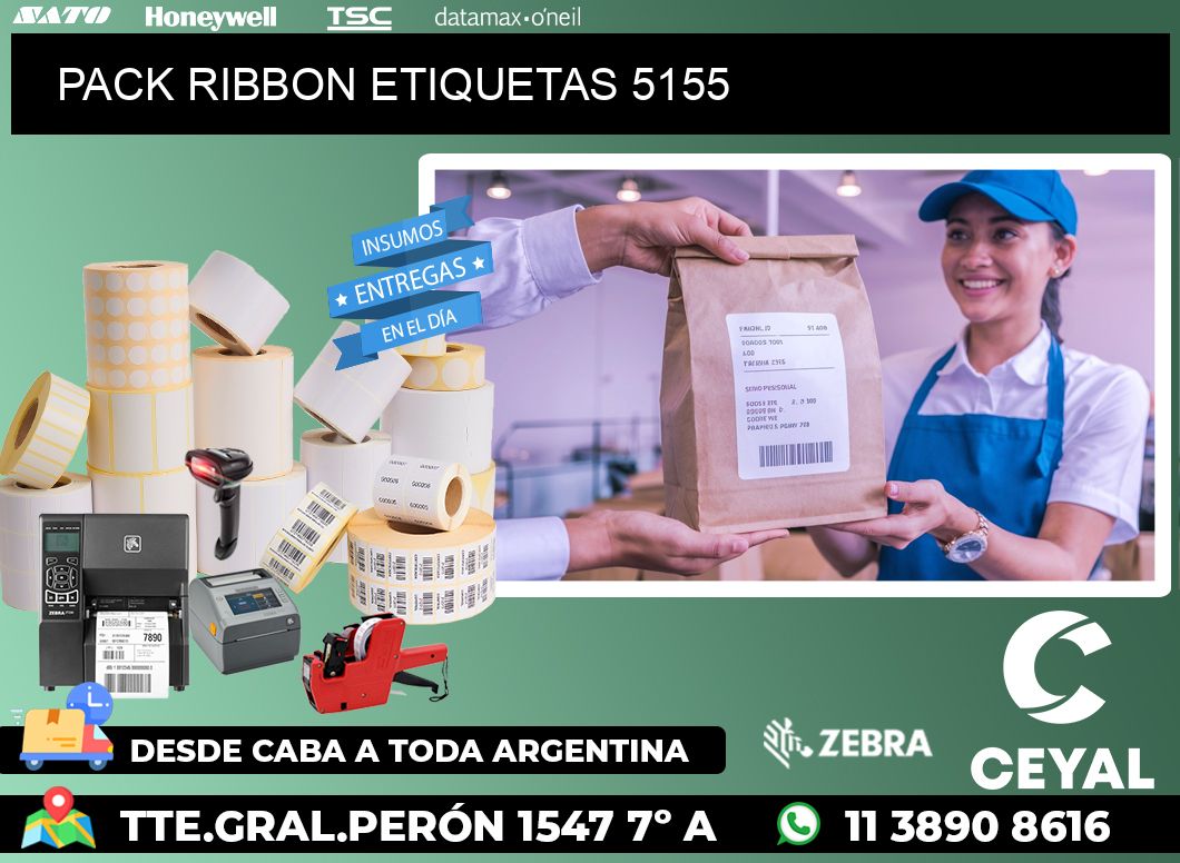 PACK RIBBON ETIQUETAS 5155