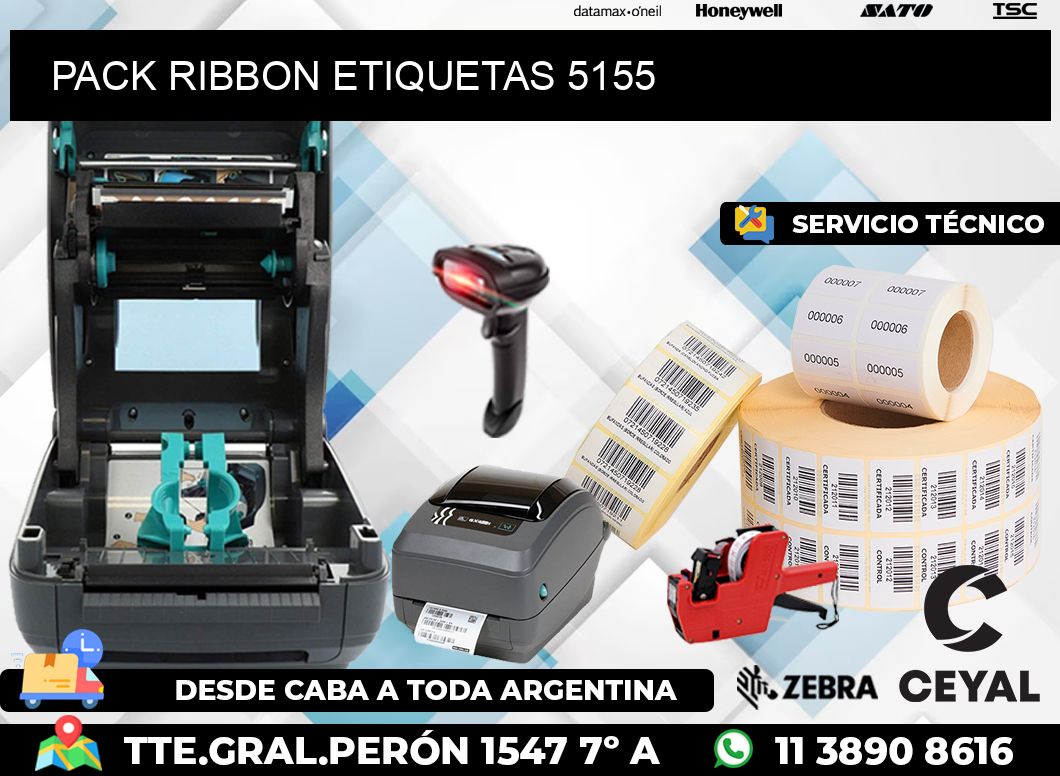 PACK RIBBON ETIQUETAS 5155