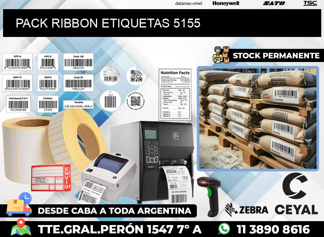 PACK RIBBON ETIQUETAS 5155