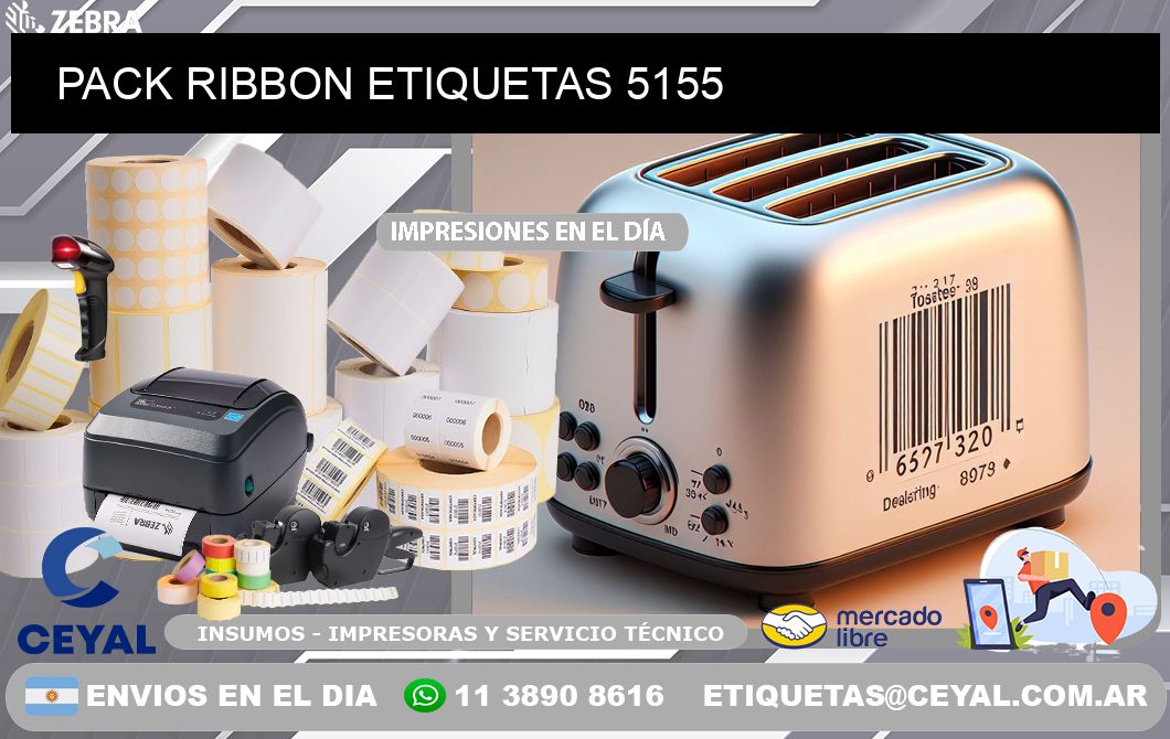 PACK RIBBON ETIQUETAS 5155