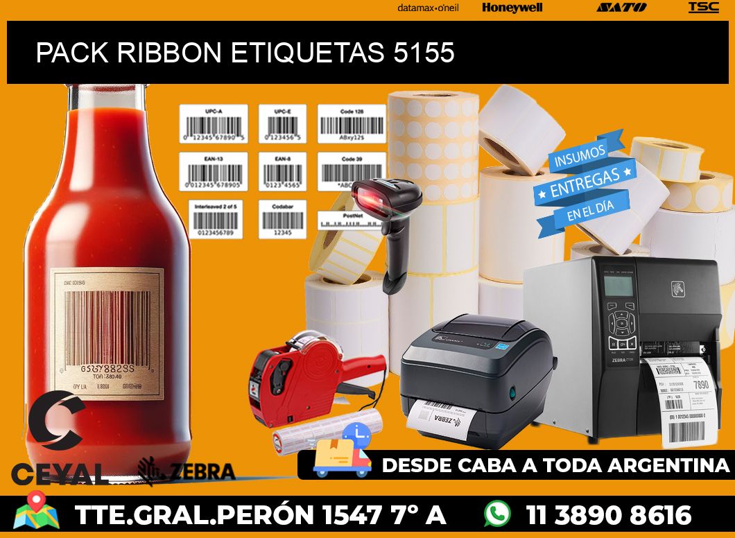 PACK RIBBON ETIQUETAS 5155