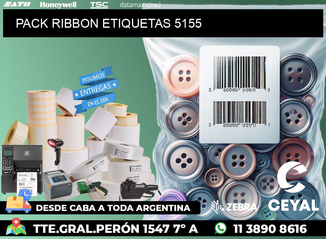 PACK RIBBON ETIQUETAS 5155