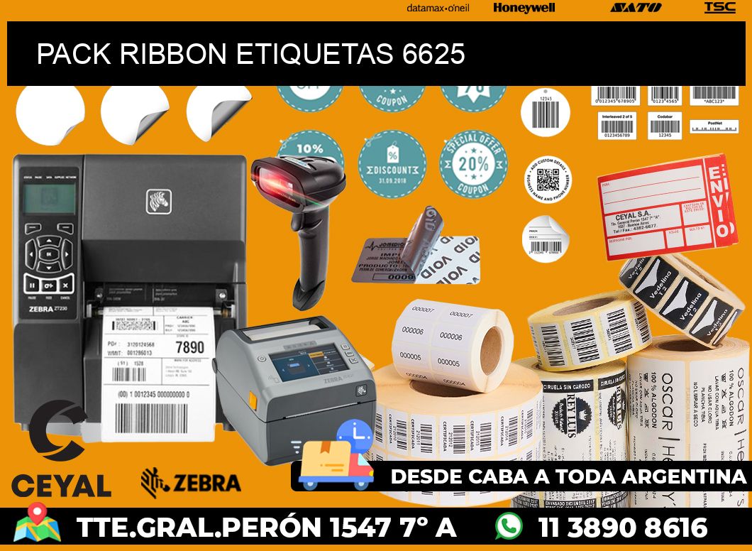 PACK RIBBON ETIQUETAS 6625