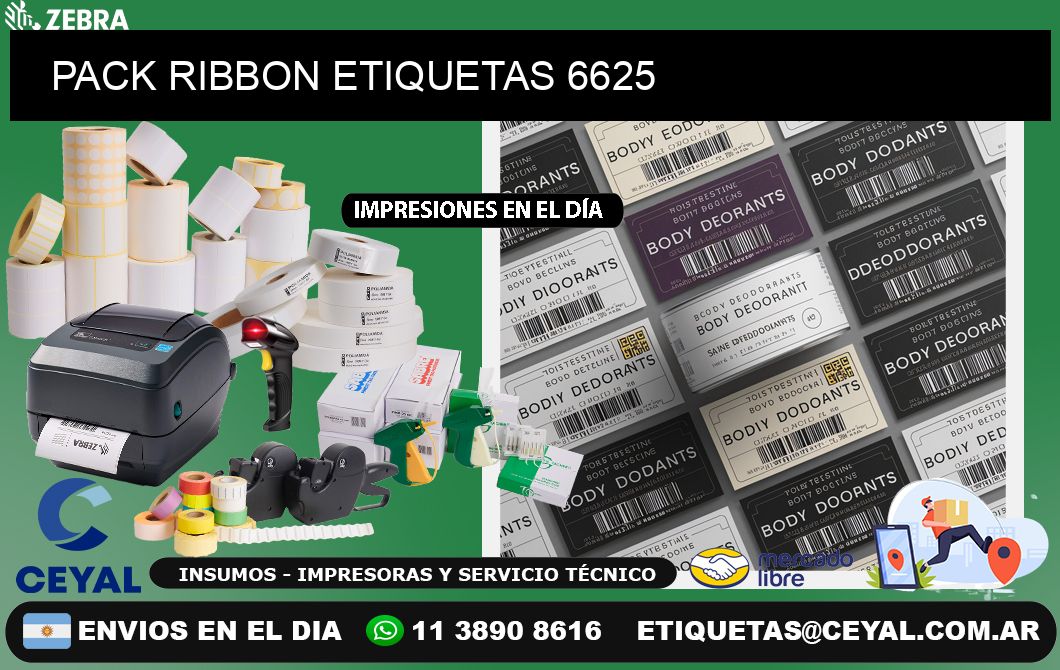 PACK RIBBON ETIQUETAS 6625