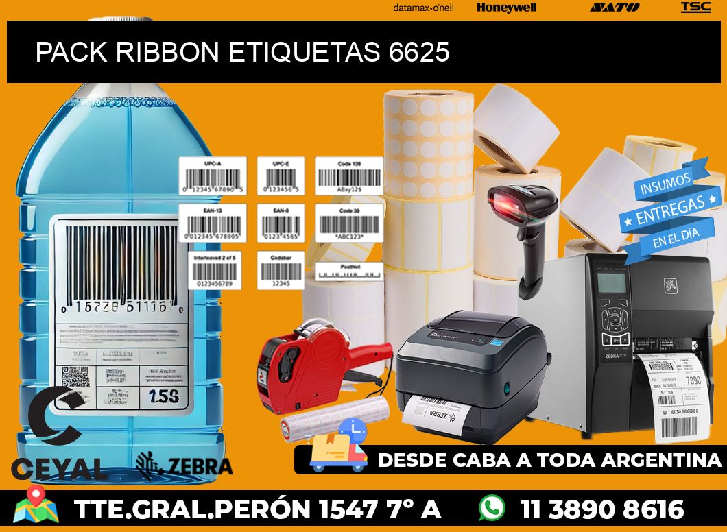 PACK RIBBON ETIQUETAS 6625