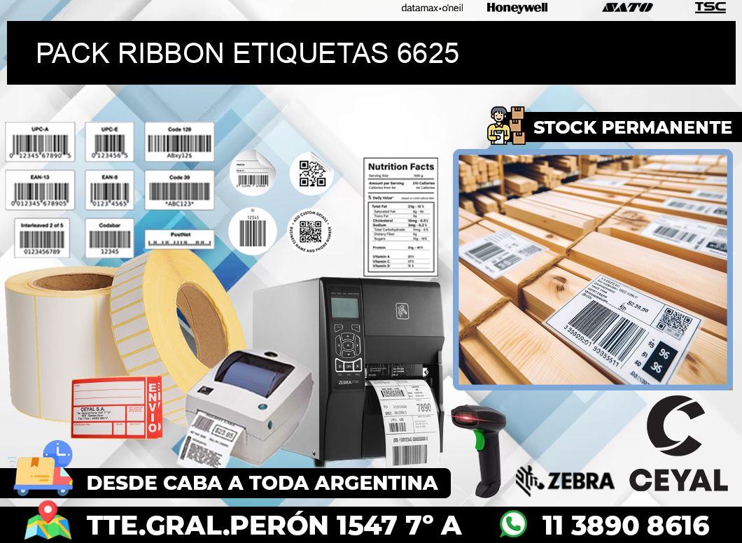 PACK RIBBON ETIQUETAS 6625